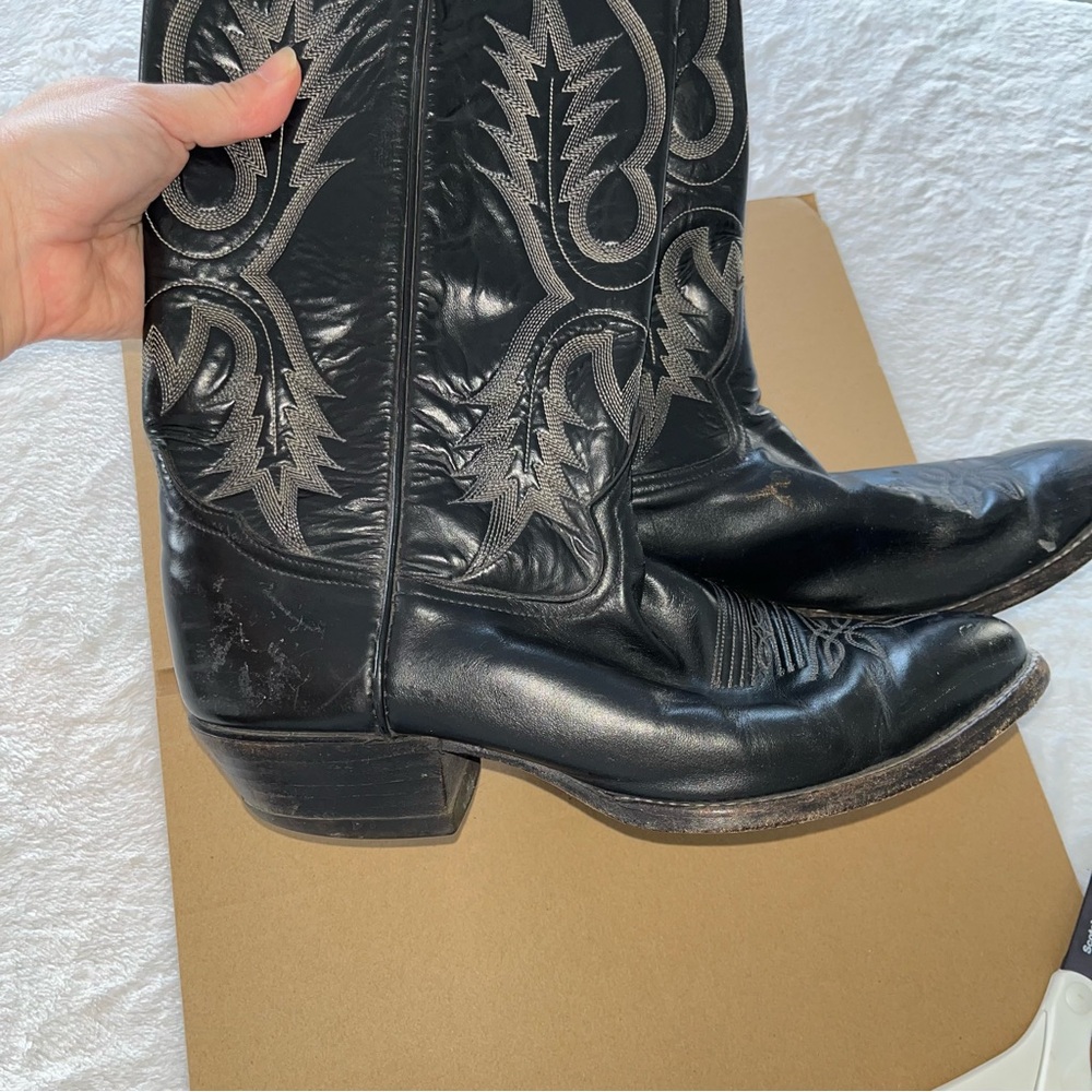 Tony Lama 2914 Longhorn Embroidered Leather Cowboy Western Boots 10 D Regular